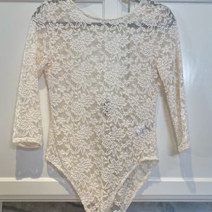 Off white cream medium lace body suit NWT.